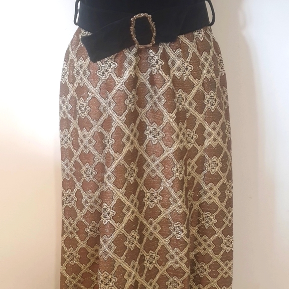 Silver Star of Sydney Vintage Velvet Black and Gold Maxi Dress Size 16 - Picture 3 of 8